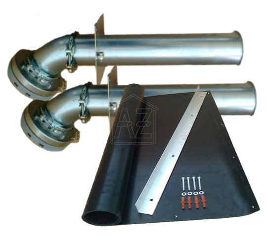 Pellet STORZ SET Stahl 45° 1000 mm mit Wandflanschplatte und Prallschutzmatte (PR-S4F-10-P)